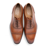 Chaussures Oxford à bout rapporté en cuir marron clair pour hommes