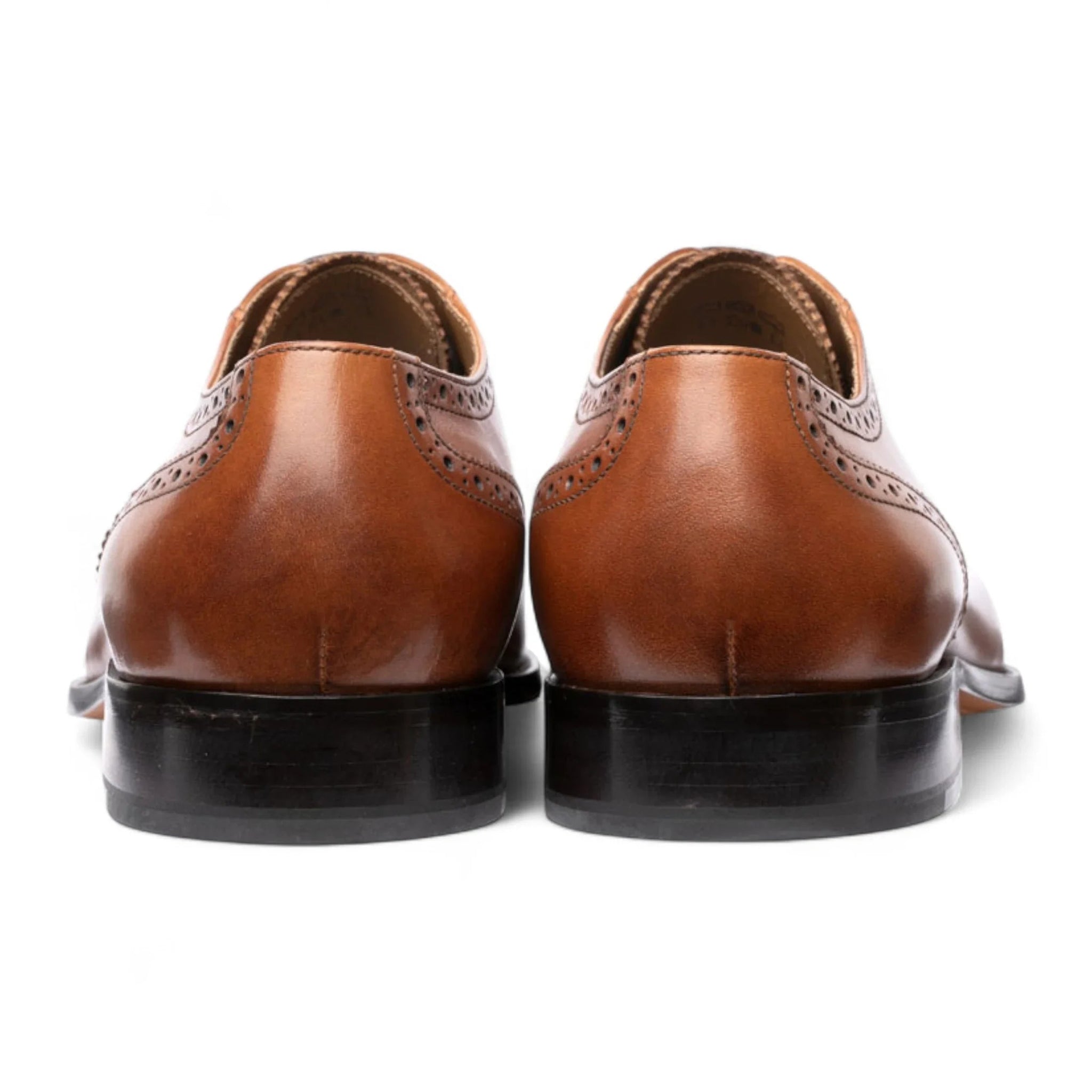Chaussures Oxford à bout rapporté en cuir marron clair pour hommes