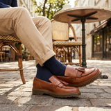 Mocassins à pampilles en cuir marron clair pour hommes