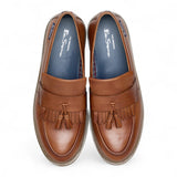 Mocassins à pampilles en cuir marron clair pour hommes