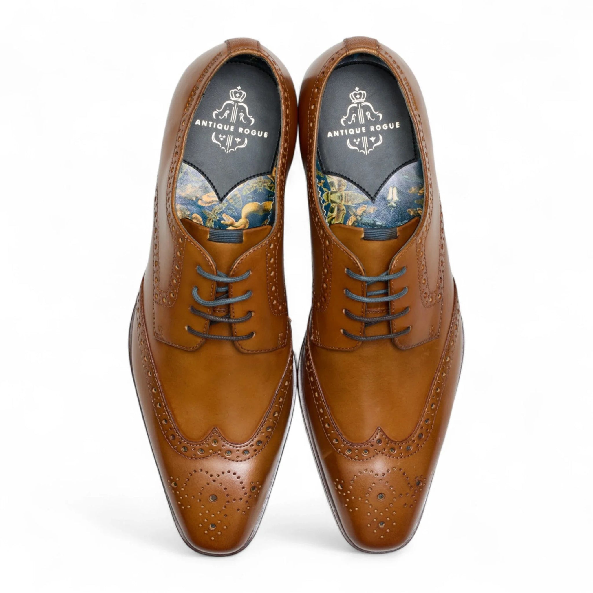 Chaussures brogues classiques à lacets en cuir marron clair pour hommes