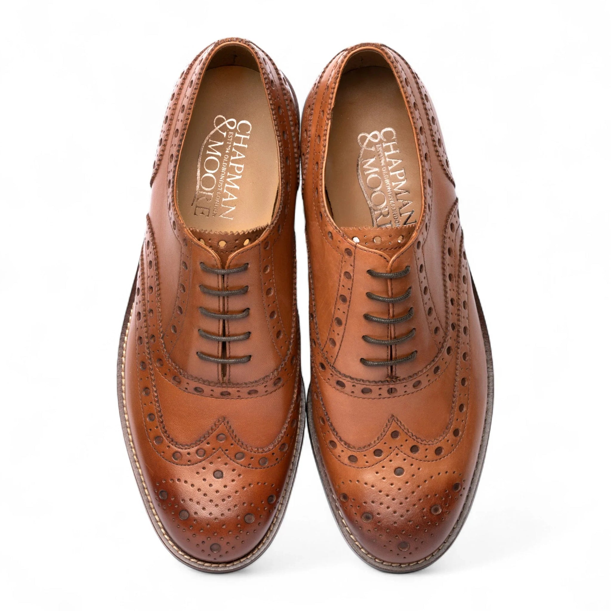 Chaussures Oxford à bout golf en cuir marron clair pour homme