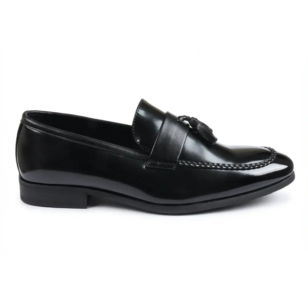 Mocassins à enfiler pour hommes, à pampilles et finition brillante