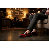 Mocassins à enfiler pour hommes, à pampilles et finition brillante