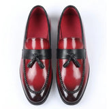 Mocassins à enfiler pour hommes, à pampilles et finition brillante