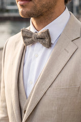 Nœud papillon en tweed taupe pour homme