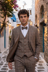 Nœud papillon en tweed taupe pour homme