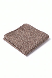 Pochette de costume pour homme en tweed taupe mélangé laine