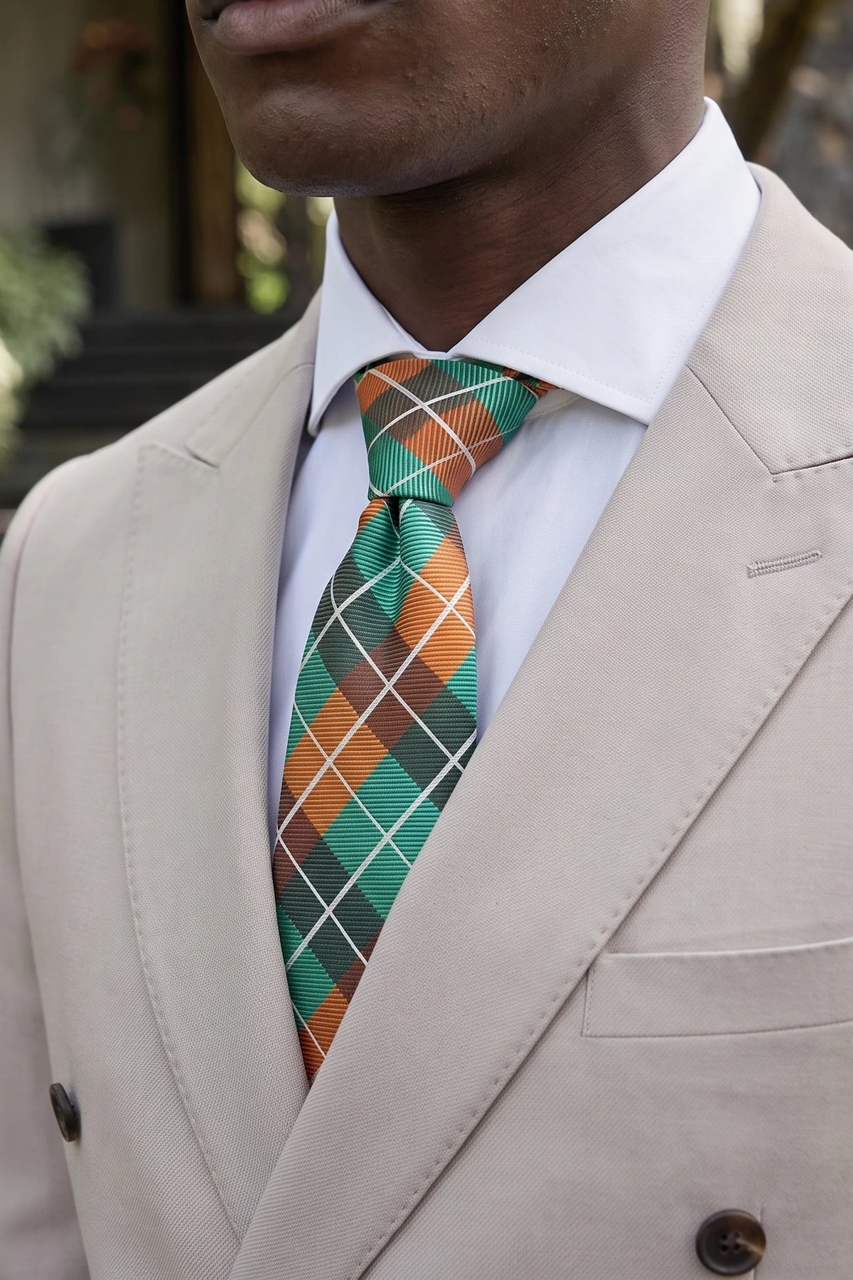 Cravate à carreaux turquoise pour homme