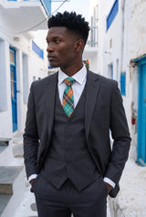 Cravate à carreaux turquoise pour homme