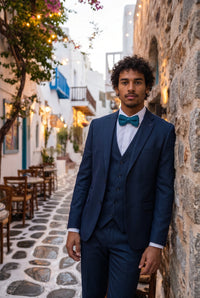 Nœud papillon tricoté turquoise pour homme