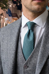 Cravate tissée texturée bleu sarcelle pour homme