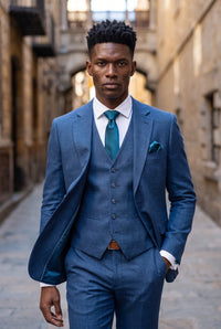 Ensemble cravate turquoise pour homme avec pochette et boutons de manchette