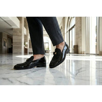 Mocassins à boucle emblématique texturée pour hommes