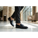 Mocassins à boucle emblématique texturée pour hommes