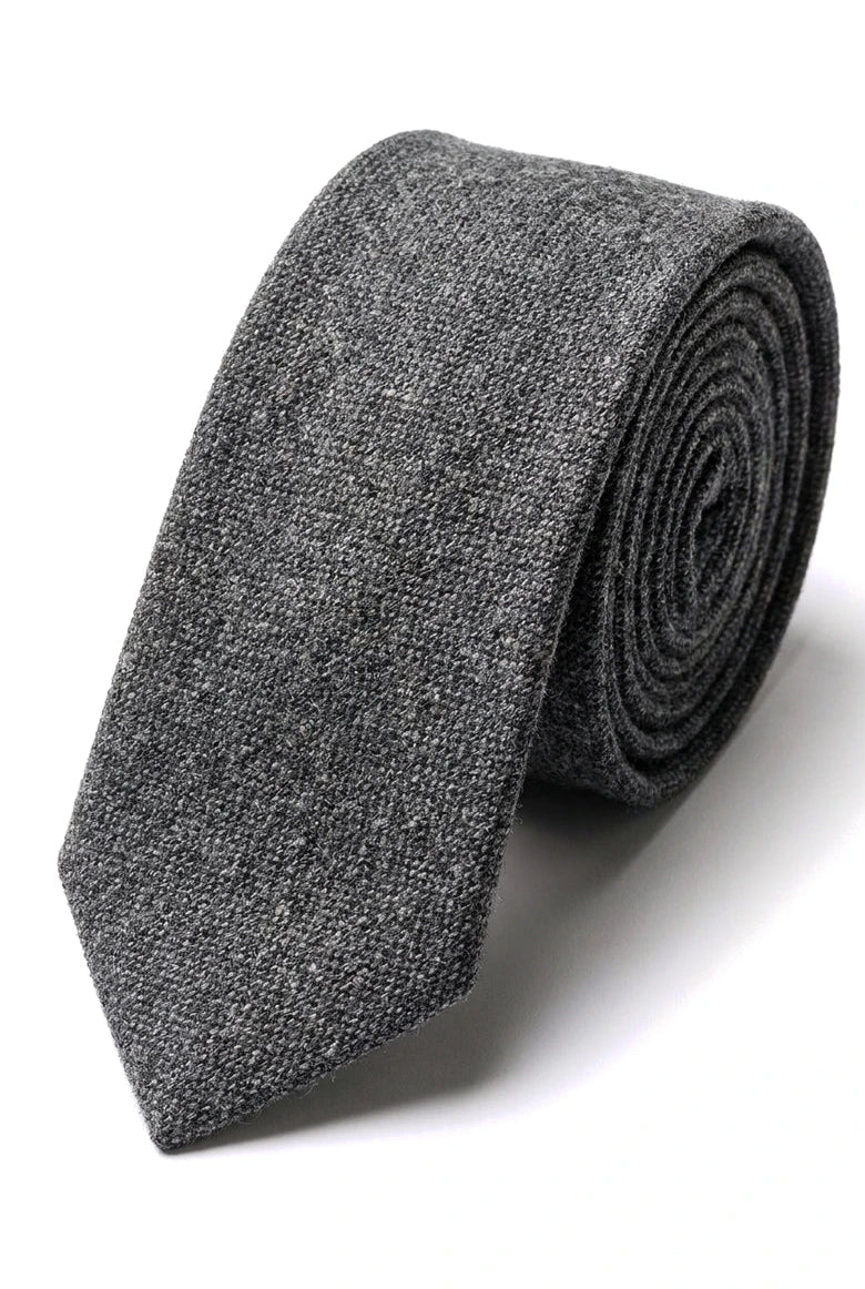 Ensemble cravate et pochette pour homme - Tweed gris STZ23, Taille unique