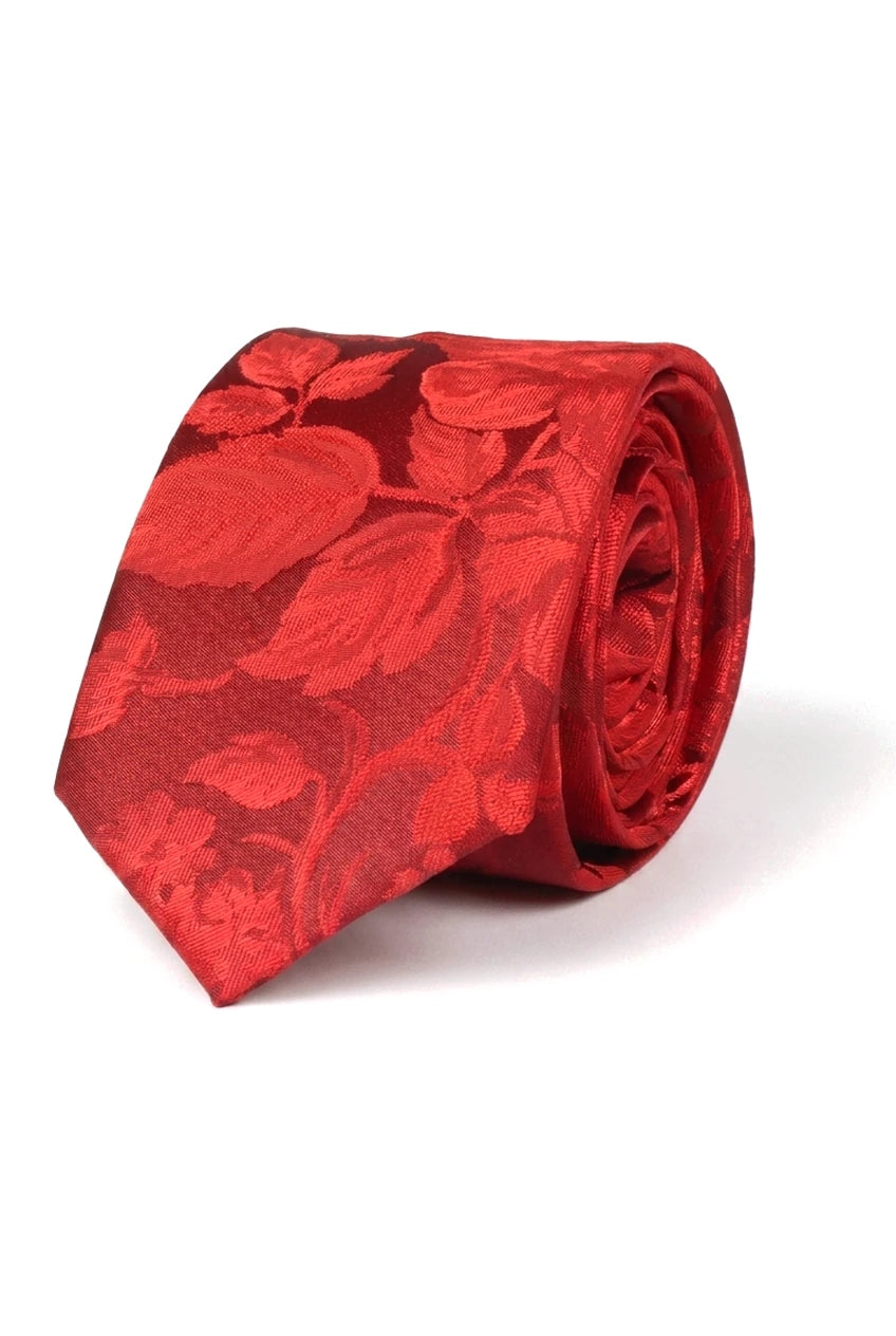 Cravate de poche pour homme, ensemble carré, cravate formelle à motif floral - Rouge