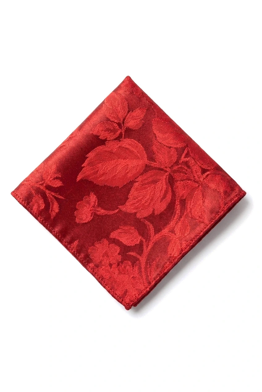 Cravate de poche pour homme, ensemble carré, cravate formelle à motif floral - Rouge