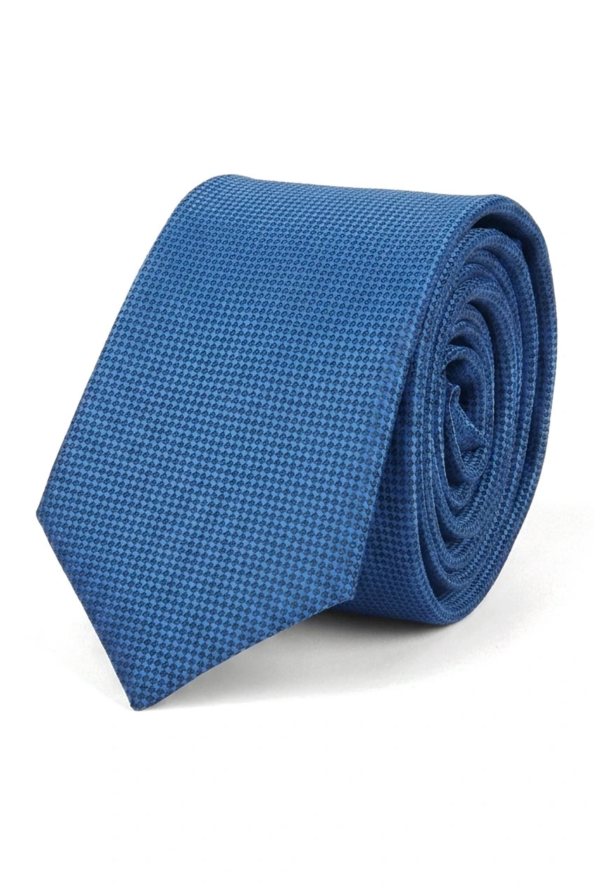 Cravate unie formelle pour homme, avec pochette et carré assorti - Bleu