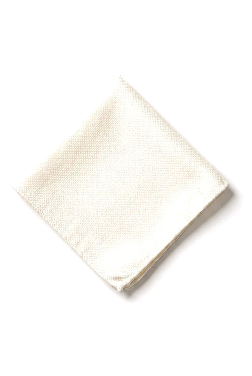 Cravate unie formelle pour homme, avec pochette et motif carré - Ivoire
