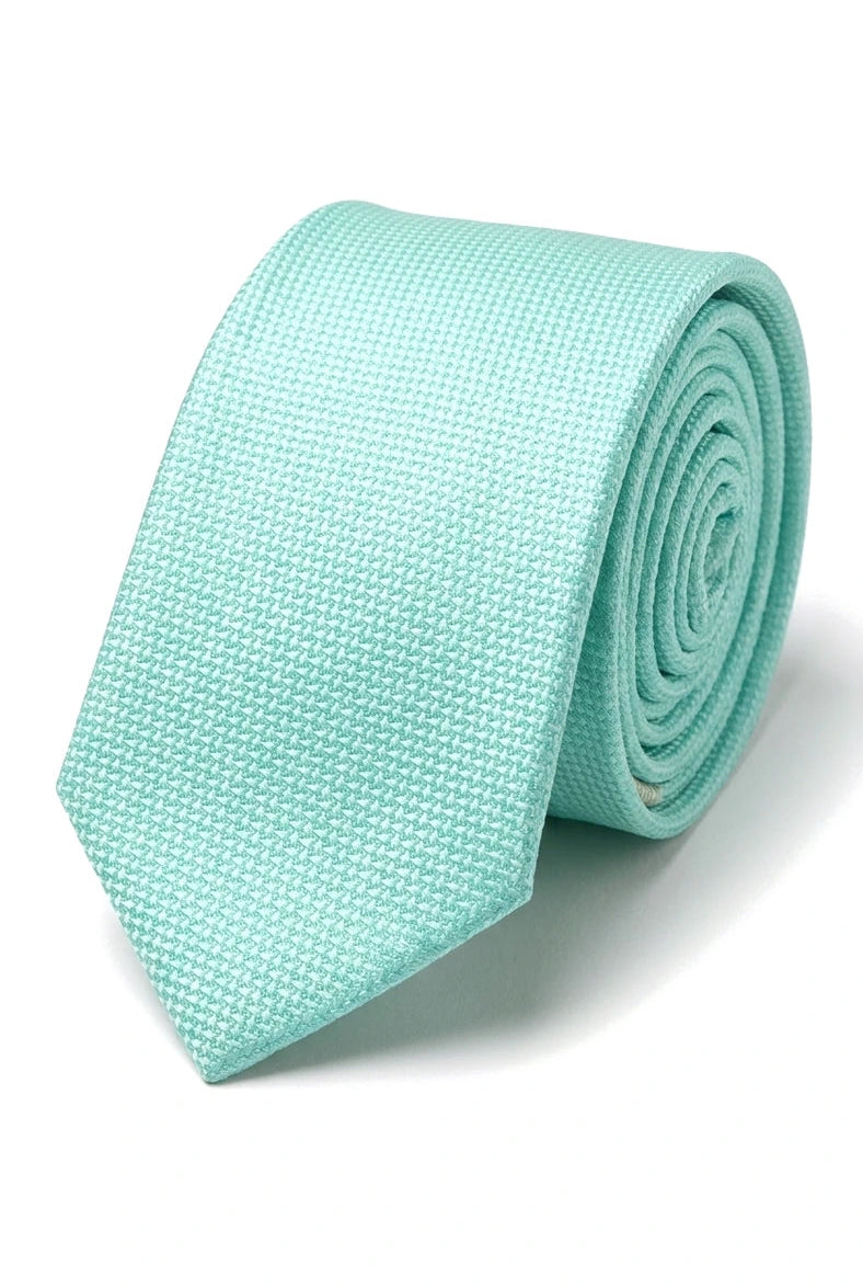 Cravate unie formelle pour homme, avec pochette et étui - Menthe