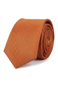 Cravate unie formelle pour homme, avec pochette et carré assorti - Rouille
