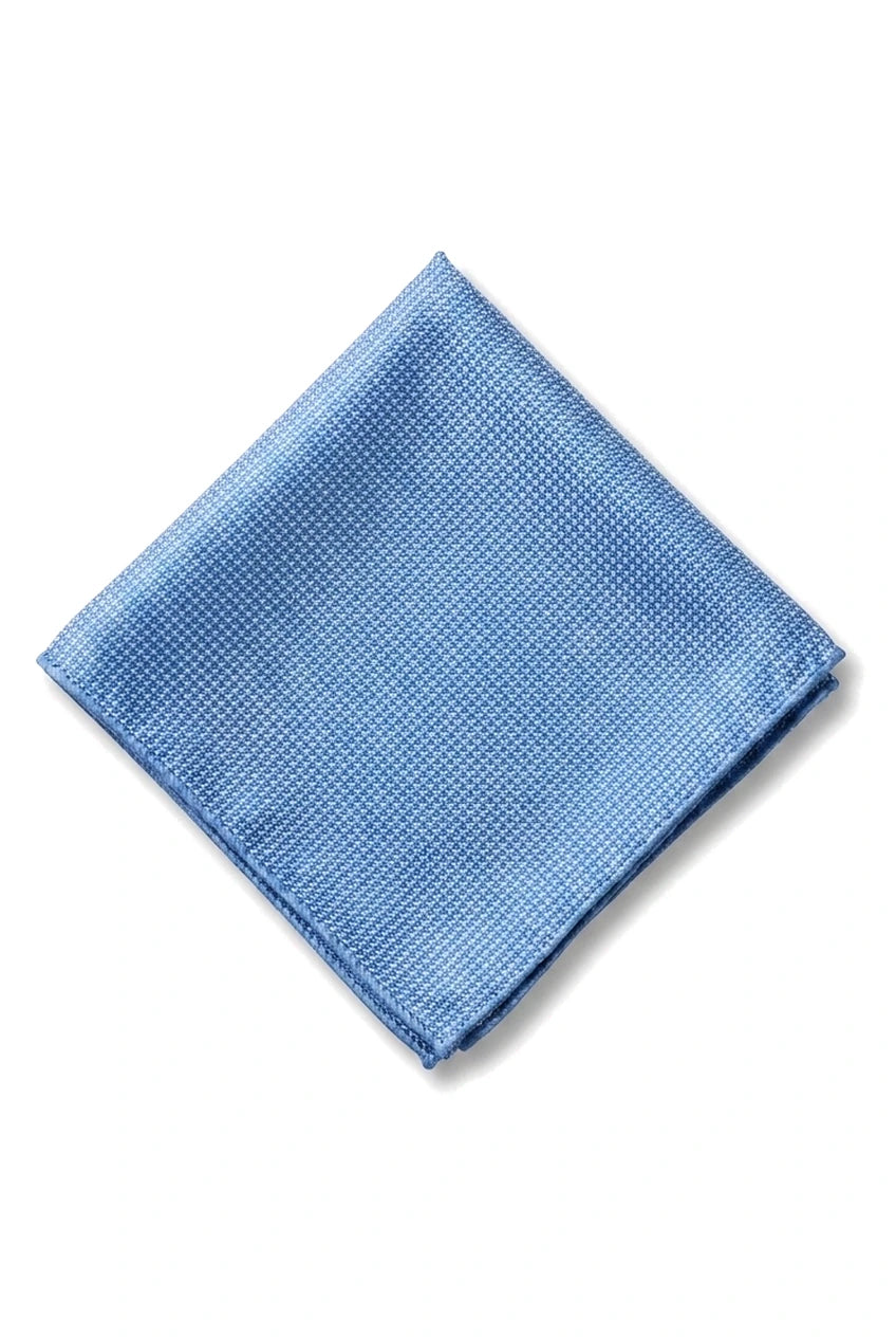 Cravate unie formelle pour homme, avec pochette et motif carré - Bleu ciel