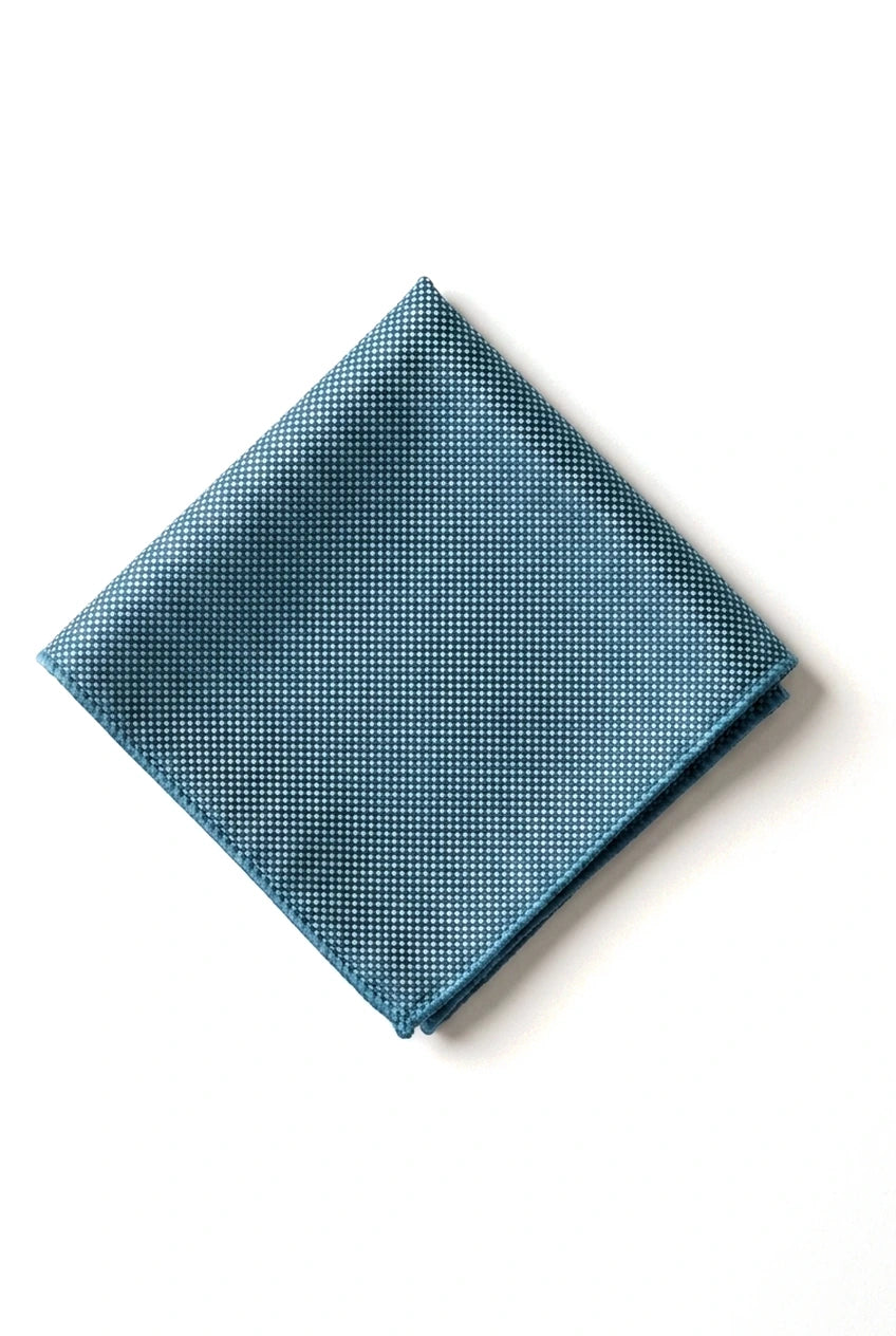 Cravate unie formelle pour homme, avec pochette et motif carré - Turquoise