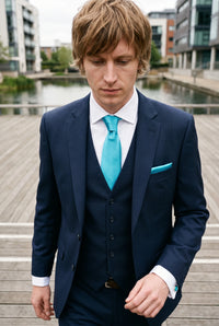 Ensemble de cravate turquoise pour homme