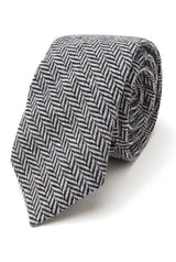 Ensemble cravate et mouchoir en tweed gris pour homme, style classique britannique, laine à chevrons.