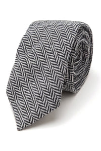 Ensemble cravate et mouchoir en tweed gris pour homme, style classique britannique, laine à chevrons.