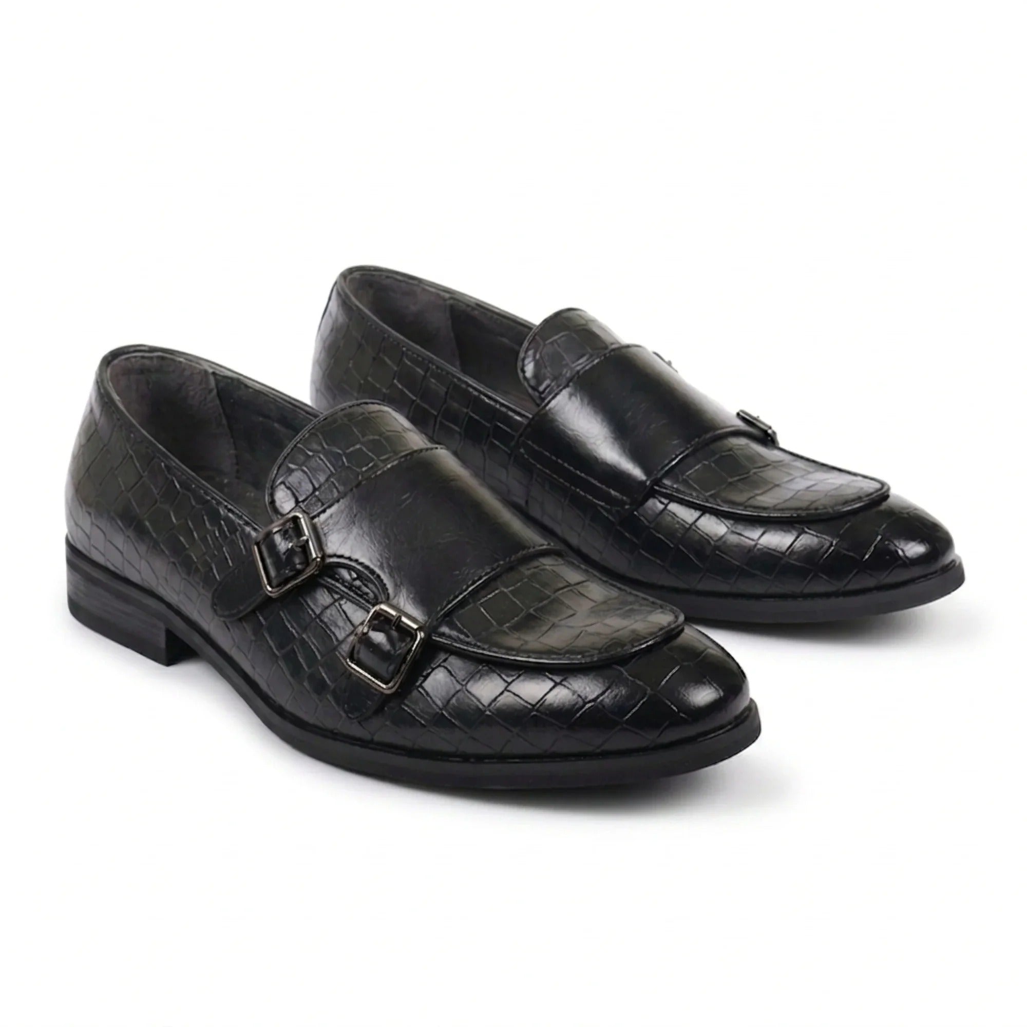 Mocassins à double boucle en cuir végétalien pour hommes
