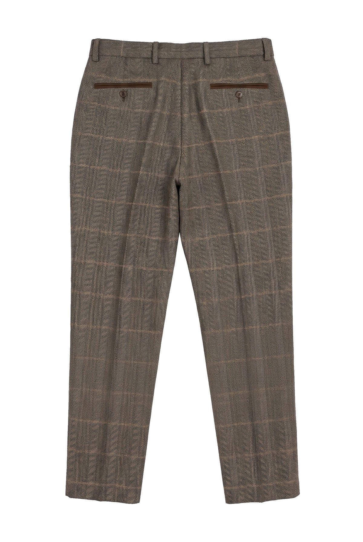 Dx-7 - Pantalon en tweed à chevrons pour homme, marron clair, coupe standard