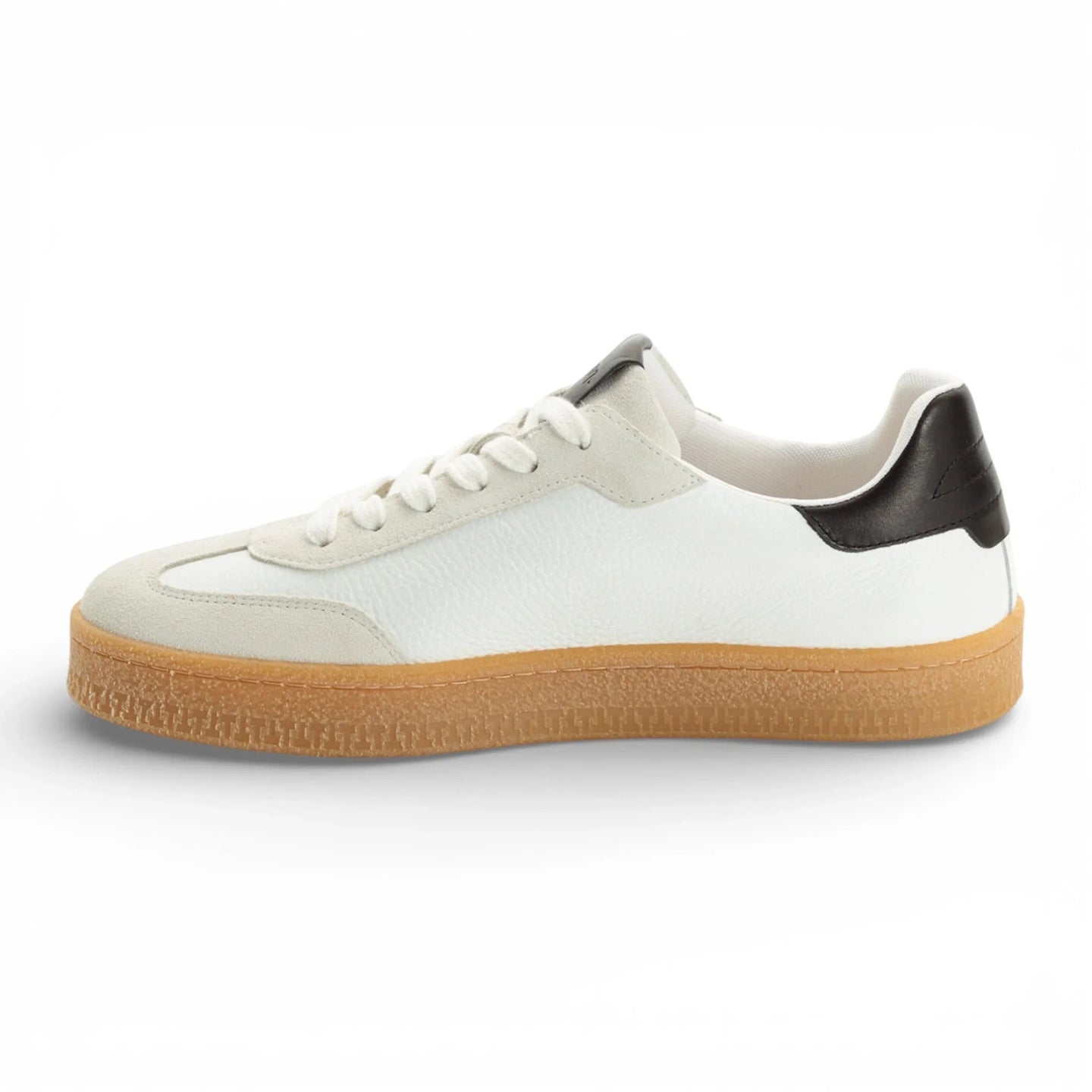 Baskets pour hommes en cuir blanc à rayures noires