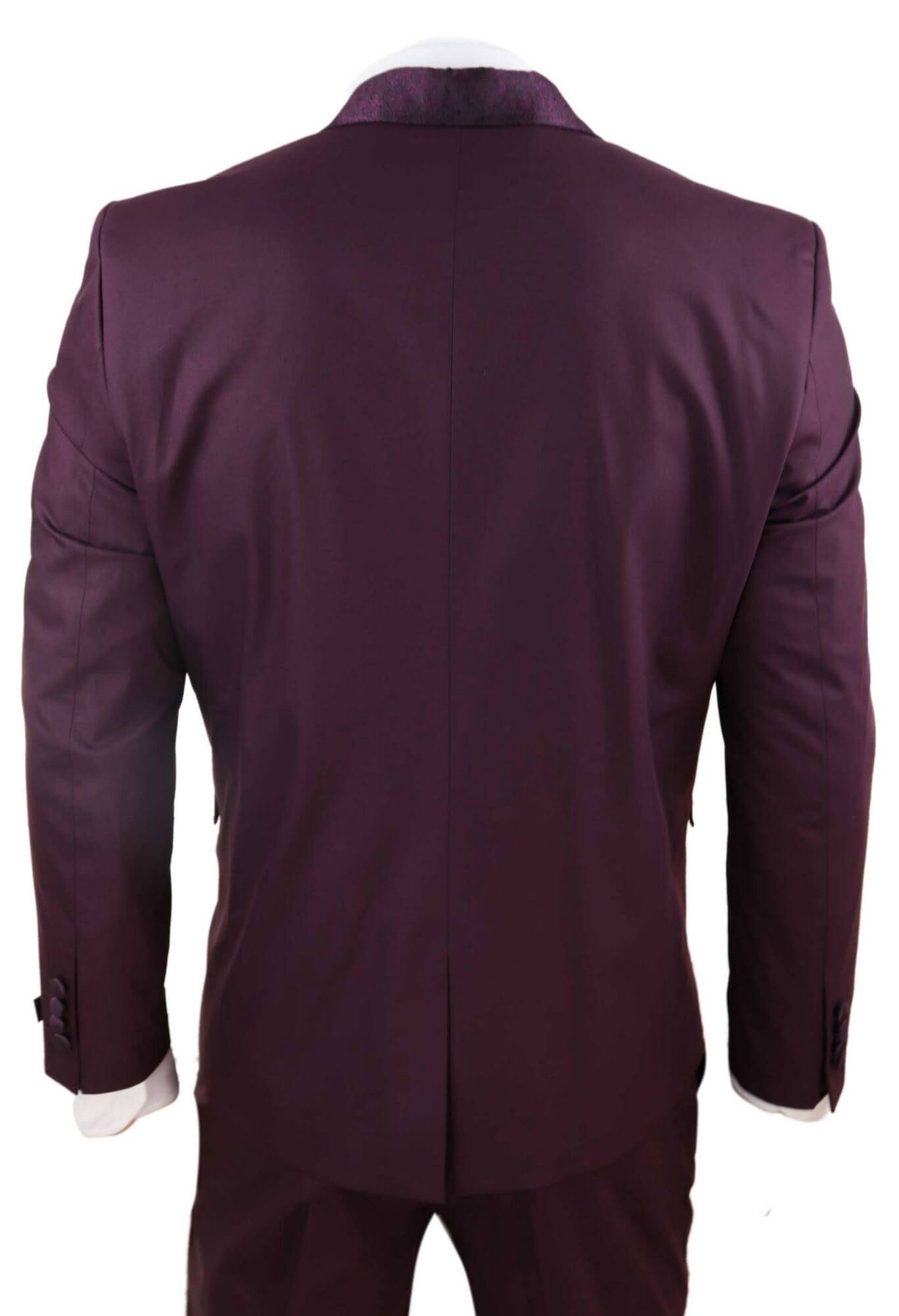 Mens Wine 4 Piece Shawl Lapel Suit