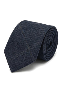 Cravate en tweed à chevrons en laine mélangée pour homme - Bleu marine