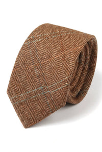 Cravate en tweed à chevrons en laine mélangée pour homme - Chêne