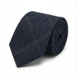 Cravate en tweed à chevrons en laine mélangée pour homme - Bleu marine