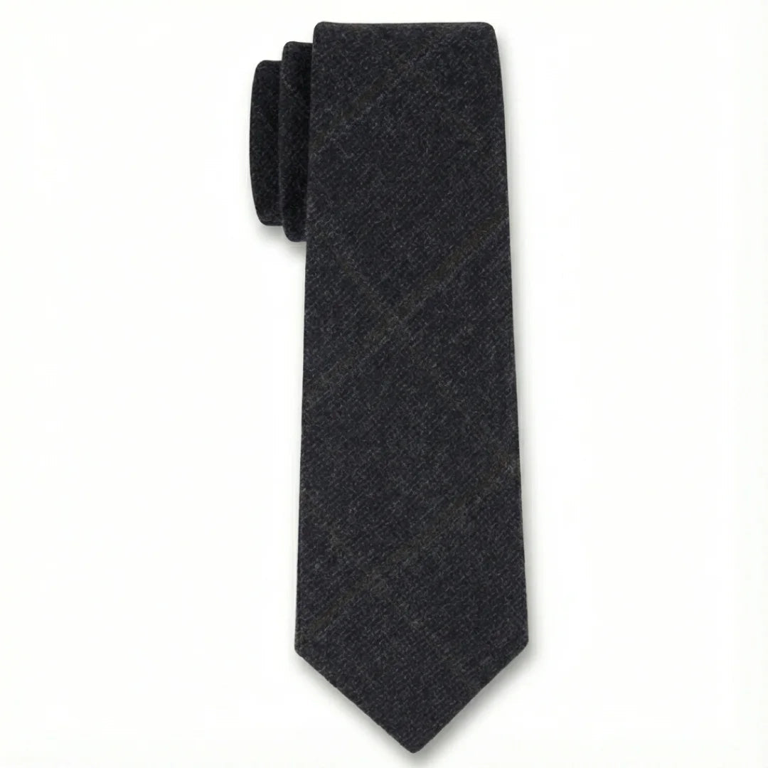 Cravate en tweed à chevrons en laine mélangée pour homme - Bleu marine
