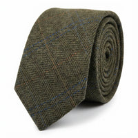 Cravate en tweed à chevrons en laine mélangée pour homme - Olive