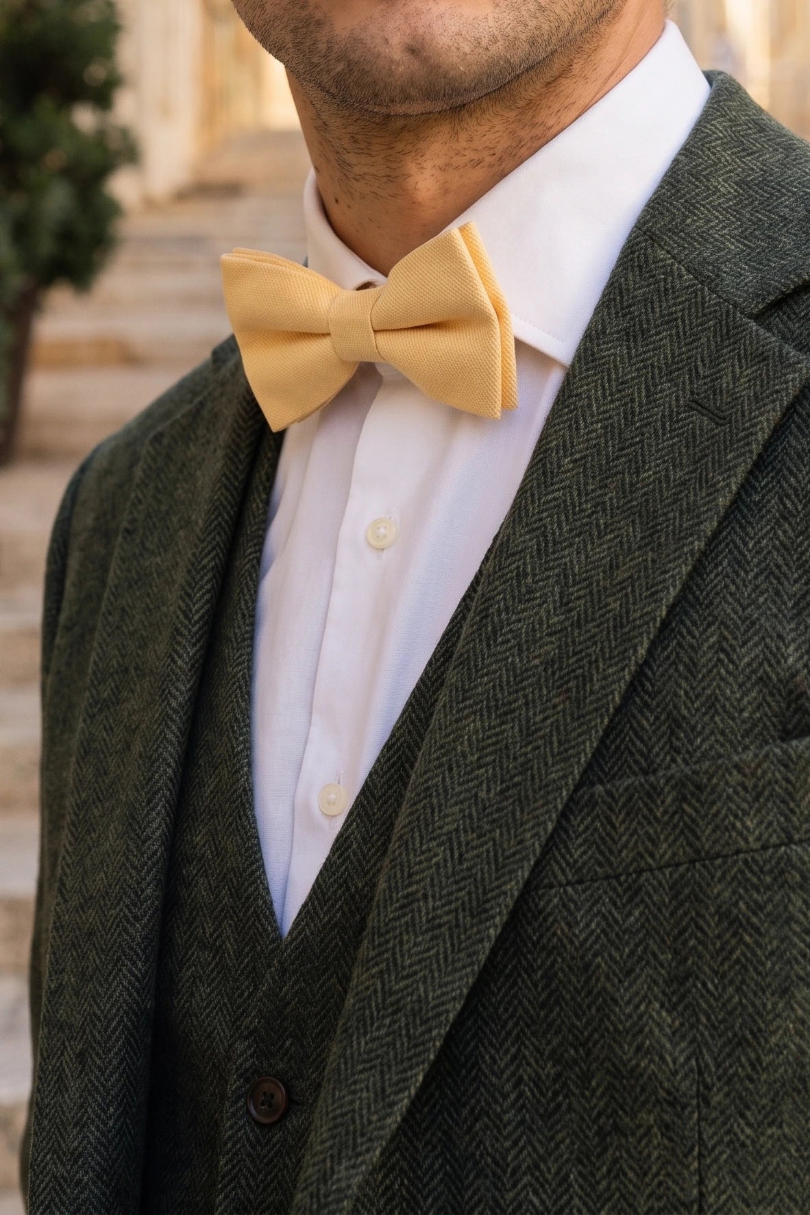 Nœud papillon jaune double épaisseur pour homme