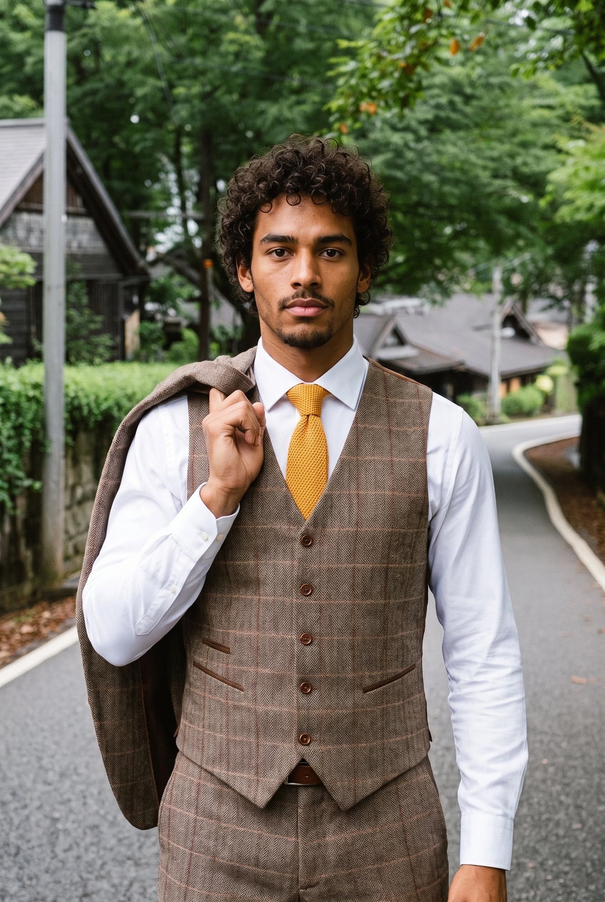 Cravate jaune tricotée pour homme