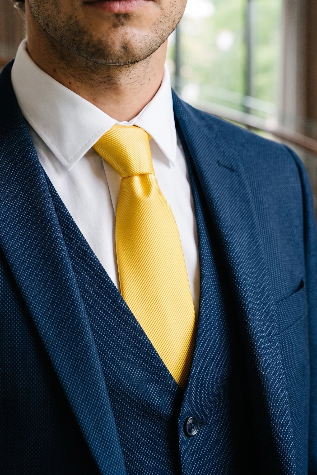 Cravate jaune slim pour homme, 6 cm