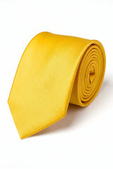 Ensemble cravate jaune pour homme avec pochette et boutons de manchette