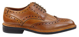 Mens Oxford Brogue Shoes Laced Leather Goodyear Welted Tan Brown Burgundy
