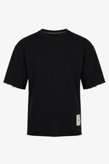T-shirt homme bleu marine foncé, coupe décontractée, bords francs, col rond, mélange de coton