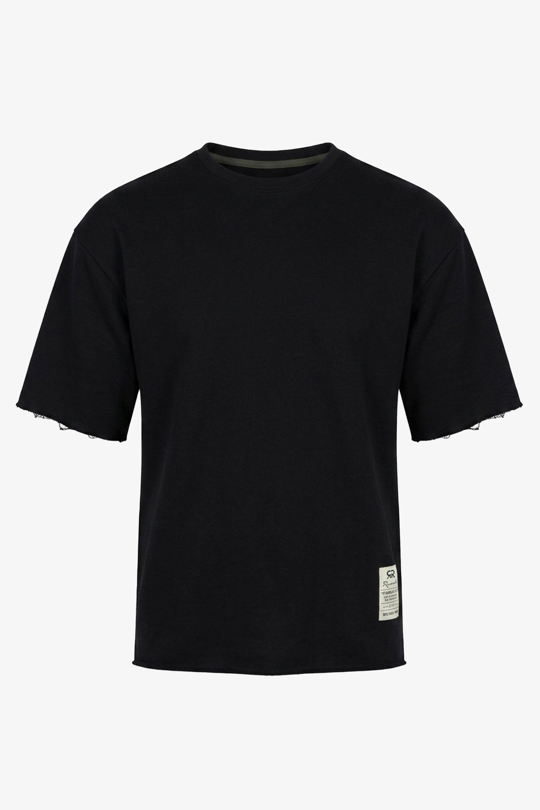 T-shirt homme bleu marine foncé, coupe décontractée, bords francs, col rond, mélange de coton