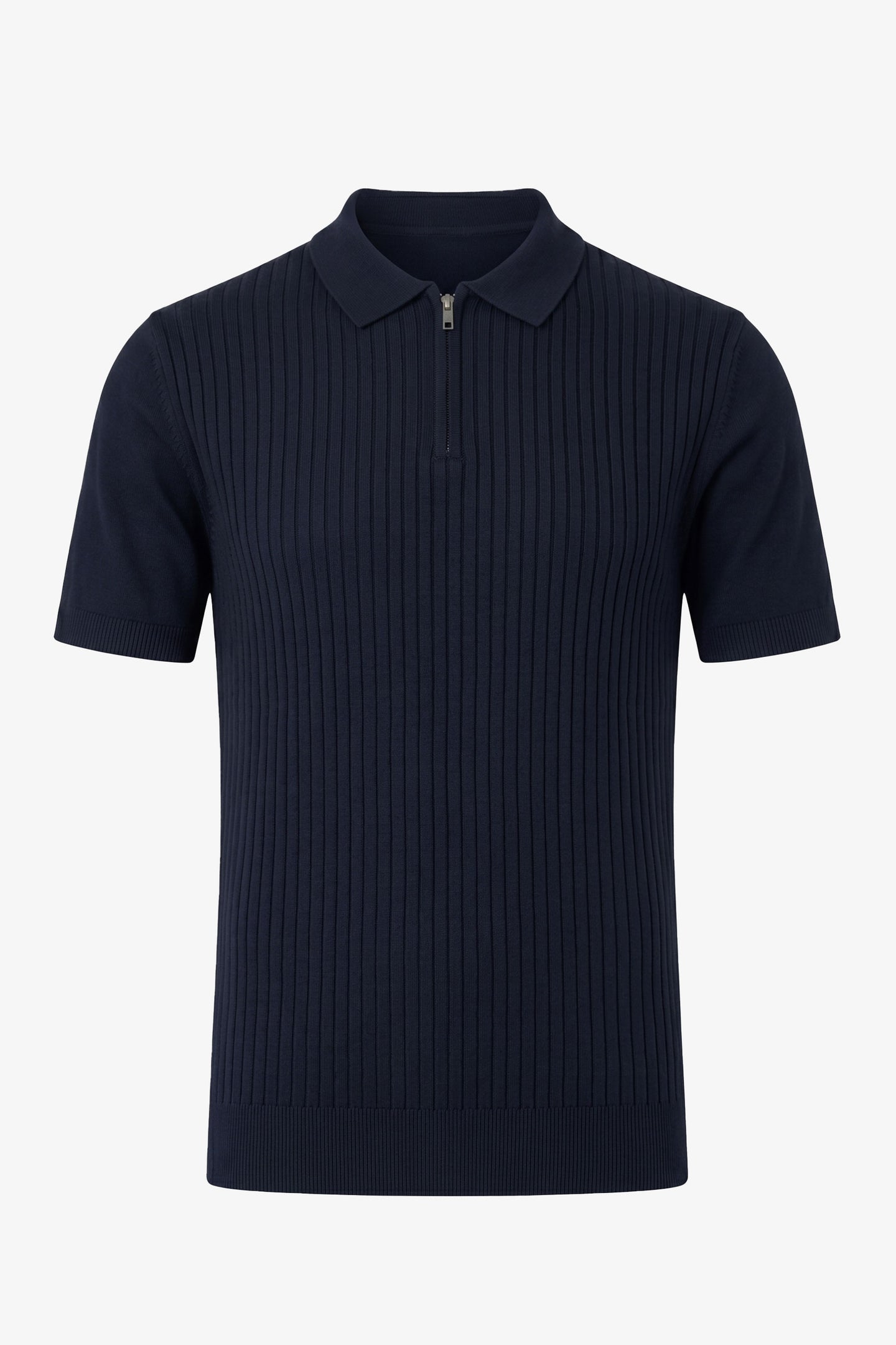 Polo zippé en maille marine pour homme