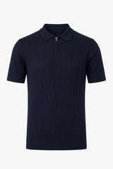 Polo zippé en maille marine pour homme