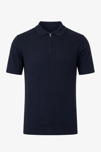 Polo zippé en maille marine pour homme
